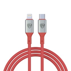 BY Кабель для зарядки Space Cable Pro Type-C - iP, 2.4А, 1м, Быстрая зарядка, штекер металл, красный