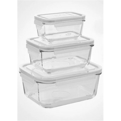 Набор стеклянных контейнеров прямоугольной формы из 3х шт #20955831