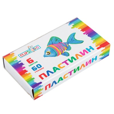 Пластилин ClipStudio 6 цветов 60 грамм, в картонном выдвижном пенале