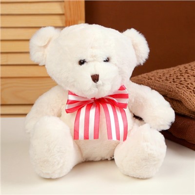 Мягкая игрушка «Медведь», с бантиком, 22 см, цвет белый