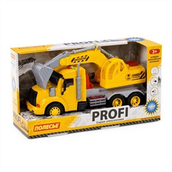 "Профи", автомобиль-экскаватор инерционный (со светом и звуком) (жёлтый) (в коробке)