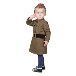 Костюм военного для девочки: платье, пилотка, трикотаж, хлопок 100%, рост 98 см, 1,5-3 года, цвета МИКС