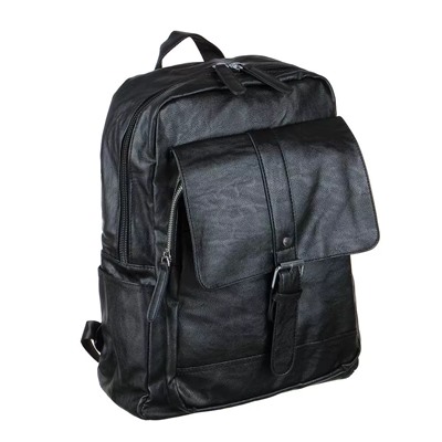 Рюкзак универсальный 40x30x14см, 1 отд., 4 карм., клапан на магните, пряжка, иск.кожа ПРЕМИУМ,черный