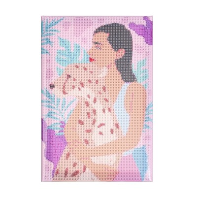 Алмазная мозаика на подрамнике с полным заполнением «Девушка с леопардом», 20 × 30 см