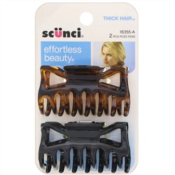 Scunci, Заколки-крабы для густых волос Effortless Beauty, 2 штуки