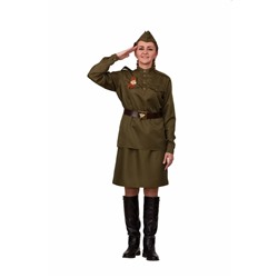 Карнавальный костюм «Солдатка», гимнастёрка, юбка, ремень, пилотка, р. 44