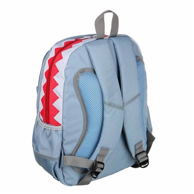 Рюкзак подростковый 39x30x19,5см, 2 отд., 3 карм., аппликация, принт в форме зубов акулы, ПЭ, серый