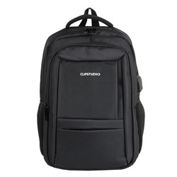 Рюкзак универсальный 46x33x17,5см, 2 отд, 4 карм., спинка с эрг.элементами, USB/науш., черный, ПЭ