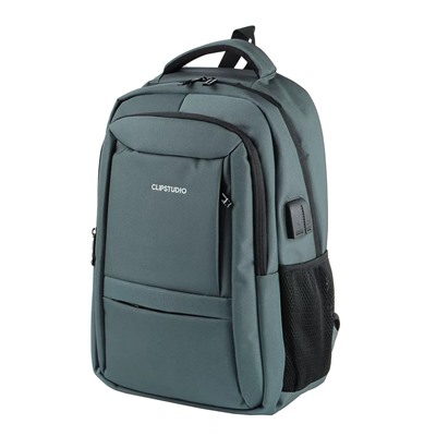 Рюкзак универсальный 46x33x17,5см, 2 отд, 4 карм., спинка с эрг.элементами, USB/науш., серый, ПЭ