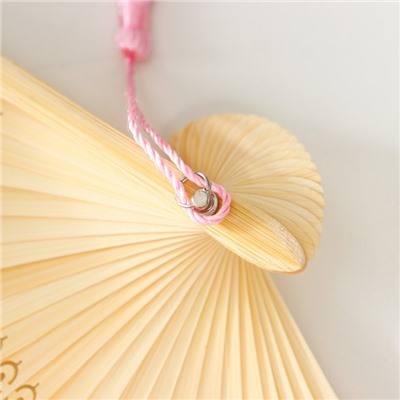 Веер бамбук, текстиль h=21 см "Бабочки в сакуре" сиренево-розовый, с кисточкой