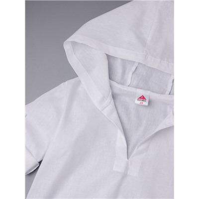 Рубашка-туника детская пляжная с манжетами, белый