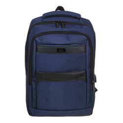 Рюкзак универсальный 45x29x16см, 1 отд, 2 карм., пласт.спинка, вставки из иск., USB, синий, ПЭ