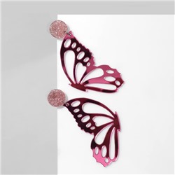 Серьги акрил "Бабочка" крылья, цвет серо-фиолетовый в серебре