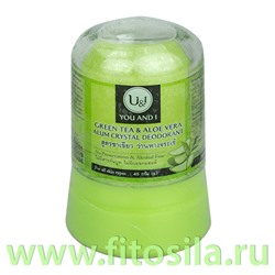 Дезодорант U&I кристаллический с зеленым чаем и алоэ вера (U&I stick body deodorant with green tea&aloe vera), 45 г