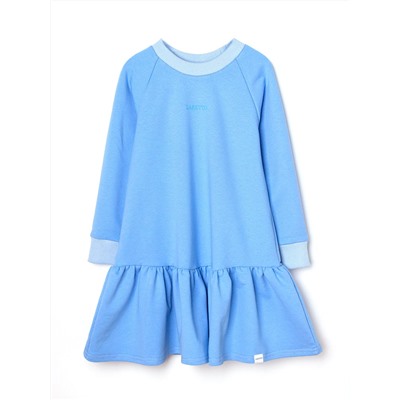 Детское платье с воланом из футера, голубой