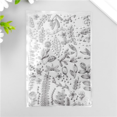 Штамп для творчества силикон "Листья и цветы" 16х11 см