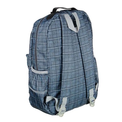 Рюкзак подростковый 45x30x18см, 2 отд., 3 карм., двойная нашивка, ПЭ, принт "шотландка",т.-серый тон