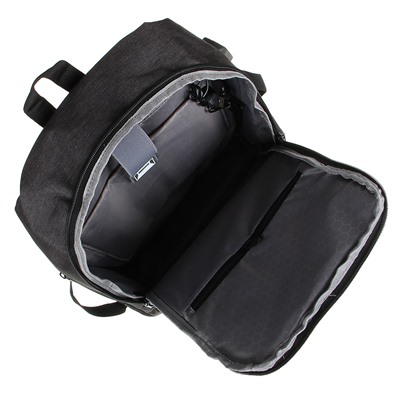 Рюкзак универсальный 48x33x15см, 1 отд, 2 карм., отделка прорезин.матер., вых.USB/наушн., ПЭ, черный