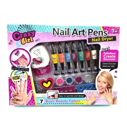Набор маникюр 7цветов Nail Art Pens 2в1 с сушилкой