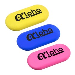 ClipStudio Ластик овальный "Альфа", 5,7х2,6х1,2см, цветной, улучшенное стирание, ТПР, 3 цвета