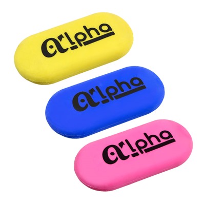 ClipStudio Ластик овальный "Альфа", 5,7х2,6х1,2см, цветной, улучшенное стирание, ТПР, 3 цвета