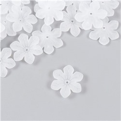 Бусины для творчества пластик "Шестилистный цветок белый матовый" набор 40 шт 2,1х2,1 см