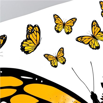 Наклейка пластик интерьерная цветная "Бабочка с подсолнухами" 37х39 см