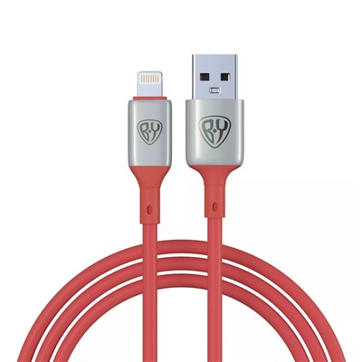BY Кабель для зарядки Space Cable Pro iP, 2.4А, 1м, Быстрая зарядка, штекер металл, красный
