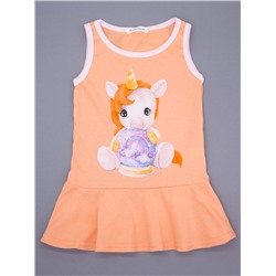Платье трикотажное для девочки, пони-единорог, оранжевый