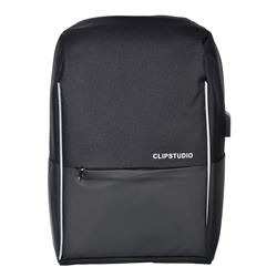 Рюкзак подростковый, 45x32x15см, 1 отделение, ПЭ, иск.кожа, спинка с эрг.элем., USB, черный