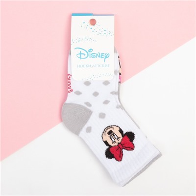 Набор носков "Minnie", Минни Маус, цвет серый/белый, 12-14 см