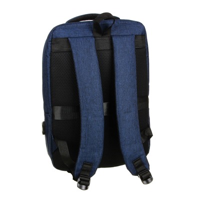 Рюкзак универсальный 42x30x13,5см, 2 отд, 1 карм., отделка прорезин.мат., USB, ПЭ под ткань,чер/син.