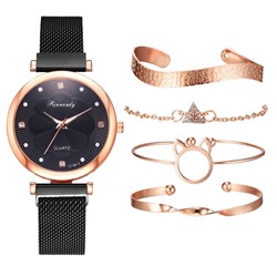Женский подарочный набор Rinnady 5 в 1: наручные часы и 4 браслета