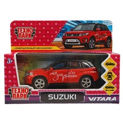 Машина металл SUZUKI VITARA девочки 12 см, двер, багаж, инерц, красный, кор. Технопарк