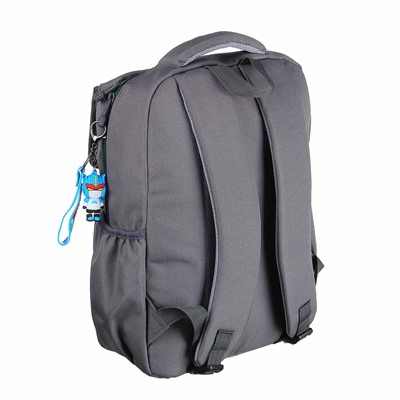 Рюкзак подростковый 40x30x14,5см, 1 отд., 4 карм., аппликации в форме лица, ножки, ПЭ, серый/зеленый
