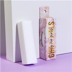 Баф наждачный для ногтей «Мрамор», четырёхсторонний, в картонной коробке, 9 × 2 × 2 см, цвет белый