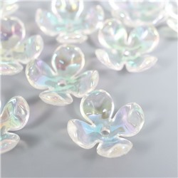 Бусины для творчества пластик "Четырёхлистный цветок" набор 20 шт прозрачный перл. 1,6х1,4 см   9104