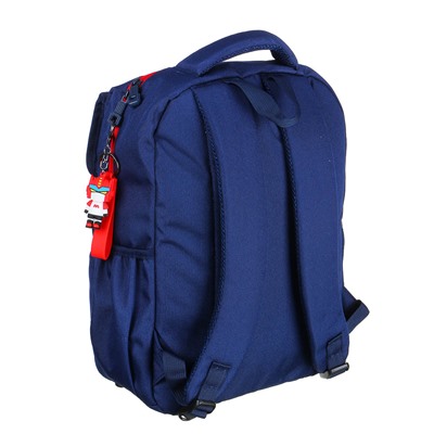 Рюкзак подростковый 40x30x14,5см, 1 отд., 4 карм., аппликации в форме лица, ножки, ПЭ, синий/красный