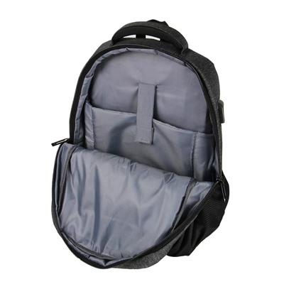 Рюкзак универсальный 46x35,5x19см, 2 отд, 3 карм., спинка с эрг.элементами, USB/науш., черный, ПЭ