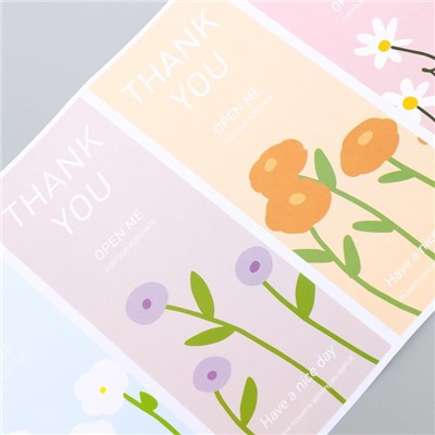 Наклейка бумага благодарность "Цветы" набор 40 шт 15х24 см