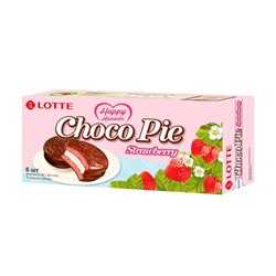 Печенье прослоенное глазированное, Choco Pie, клубника, 168 г