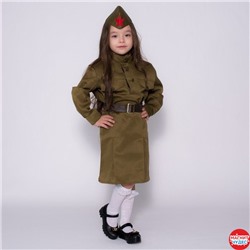Костюм военного "Солдаточка", гимнастерка, ремень, пилотка, юбка 3-5 лет рост 104-116