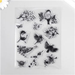 Штамп для творчества "Птички и цветы" 14,5х20х0,3 см
