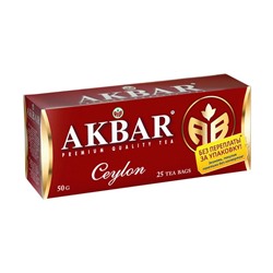 Чай чёрный байховый, AKBAR CEYLON, 25 пакетиков (25х2 г)