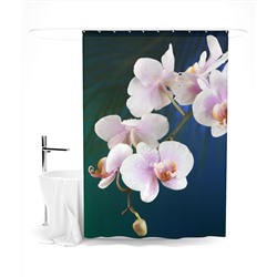 Шторка для ванной "Белая орхидея на синем", 145х180 см арт. ШТОК056-14286