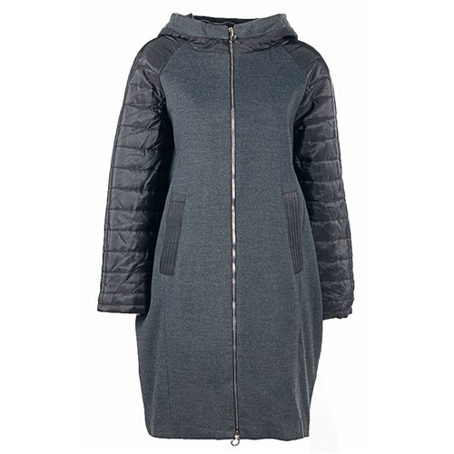 Куртка женская комбинированная 250168 размер 52 Размер 52, Цвет Темно-серый