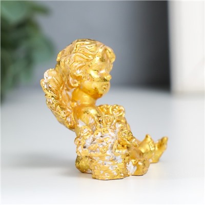 Сувенир полистоун "Ангел с розочками" золото МИКС 4х5,5х5,5 см