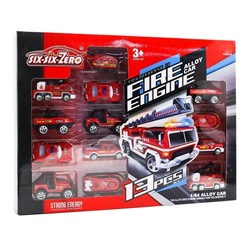 Набор машинок "пожарная помощь"  13в1 Six-six-Zero красный