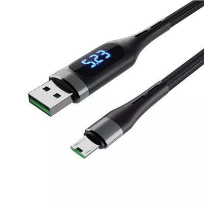 FORZA Кабель для зарядки с индикатором Micro USB, 1.2м, 3A, быстрая зарядка QC3.0, плетеный кабель