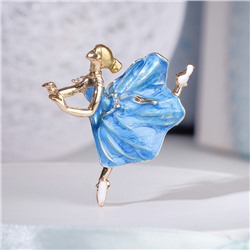 Брошь "Балерина" невесомость, цвет голубой в золоте